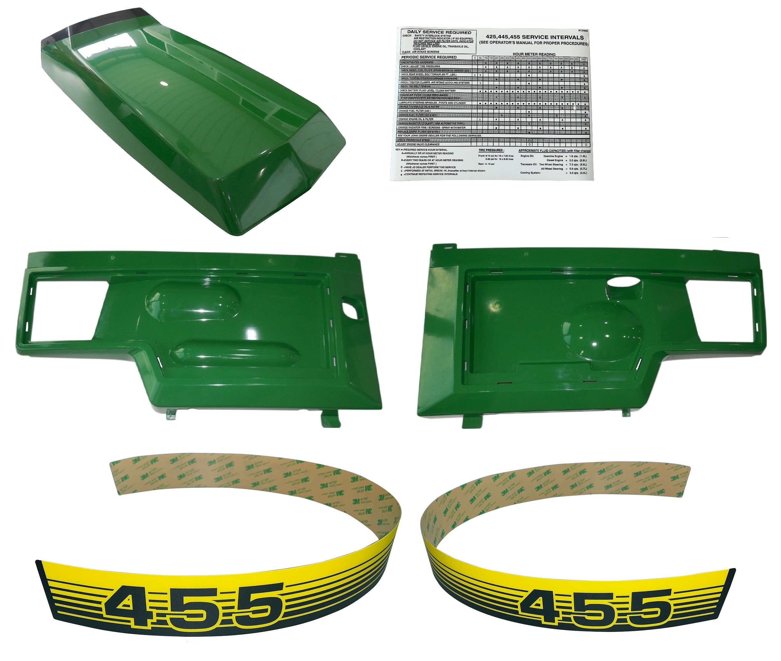 John Deere Hood, Side Panels & Decals Replace 455 LOW S/N